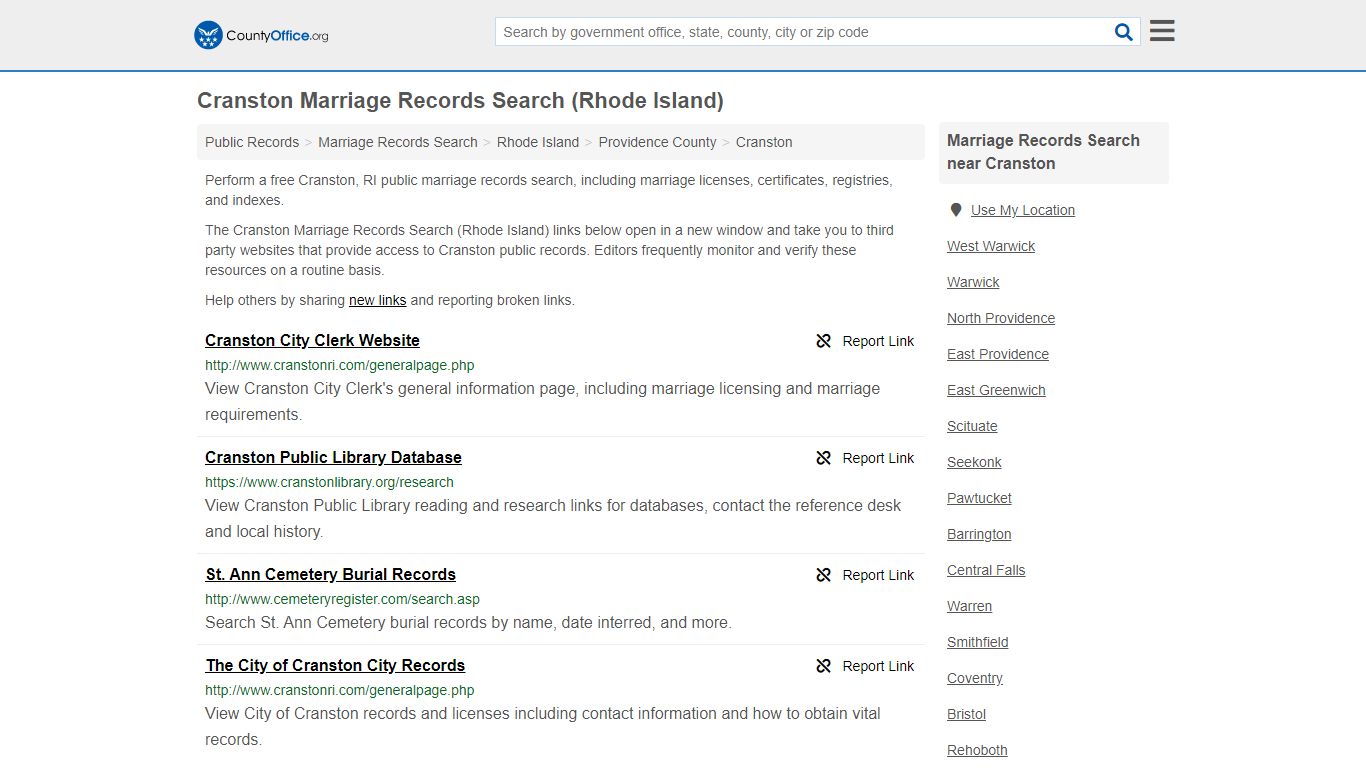 Marriage Records Search - Cranston, RI (Marriage Licenses ...