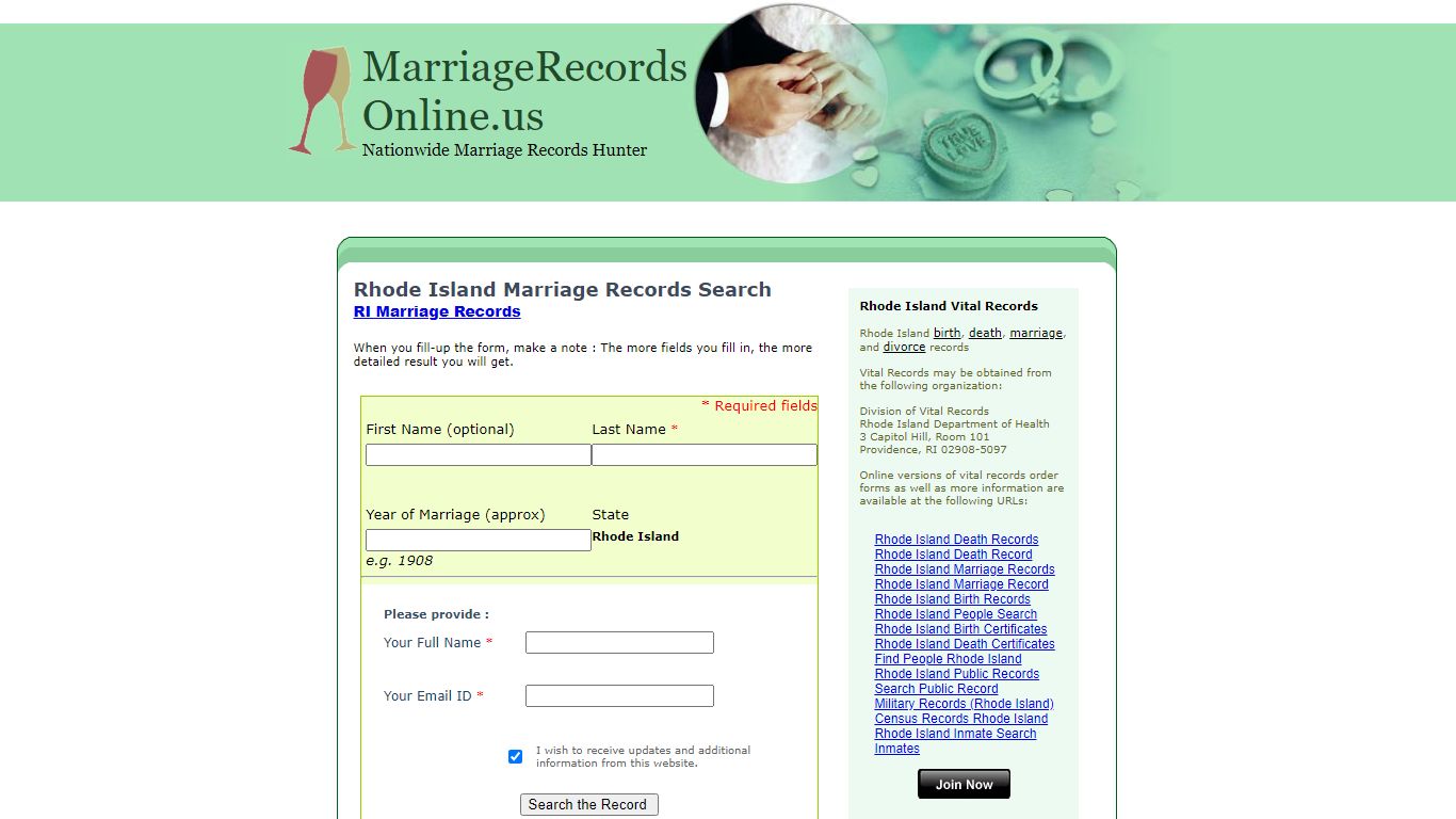 Rhode Island Marriage Records Search, Rhode State Marriage ...